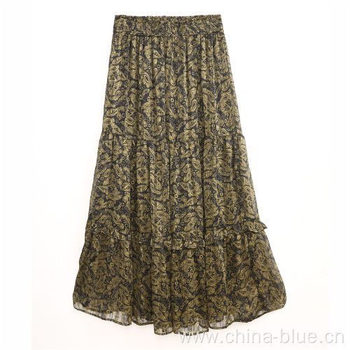 Ladies printed double layer skirt